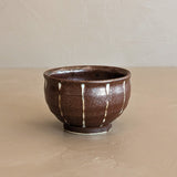 Small Brown and White Metallic Glazed Catchall Bowl