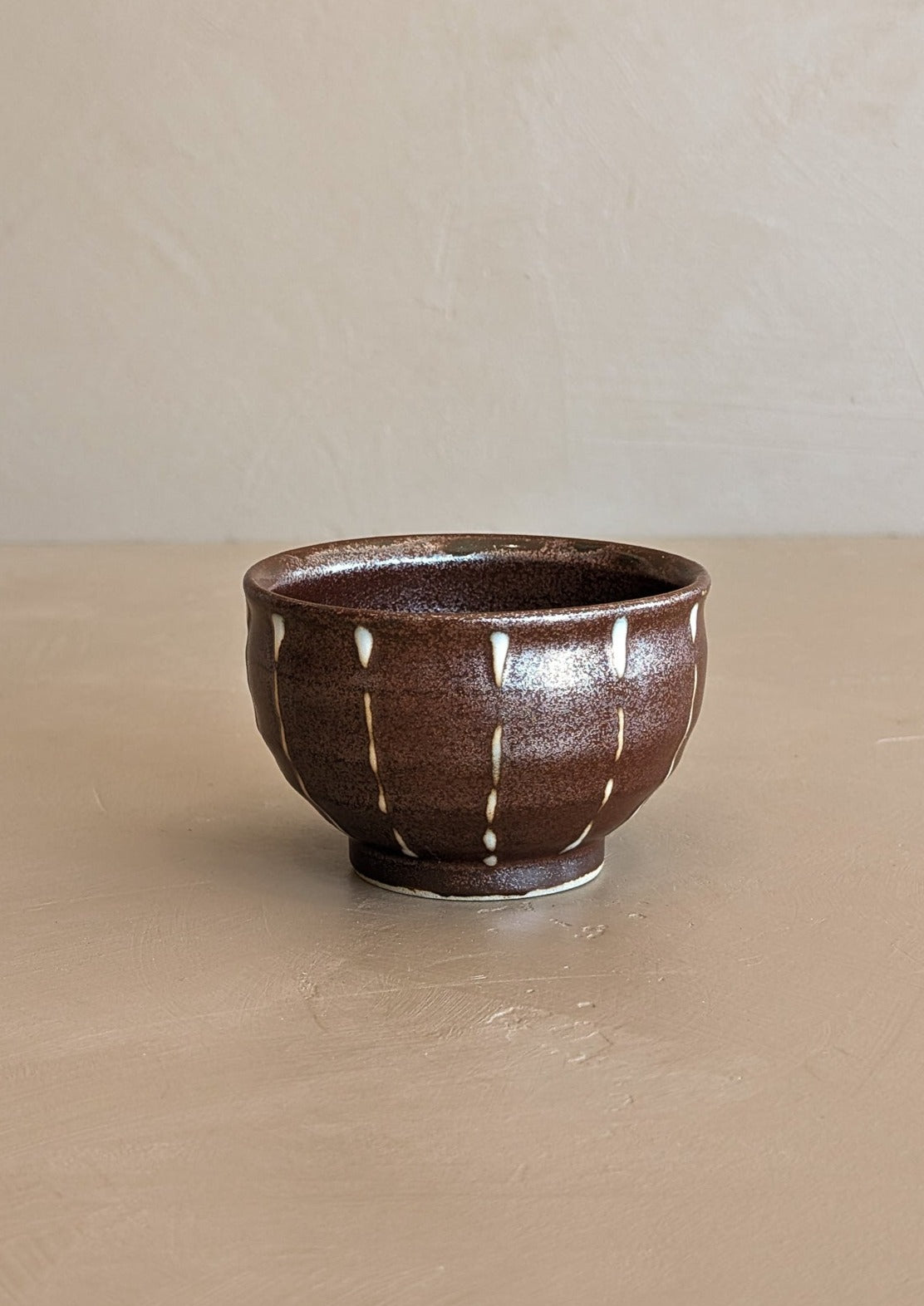 Small Brown and White Metallic Glazed Catchall Bowl