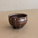 Small Brown and White Metallic Glazed Catchall Bowl