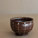 Small Brown and White Metallic Glazed Catchall Bowl