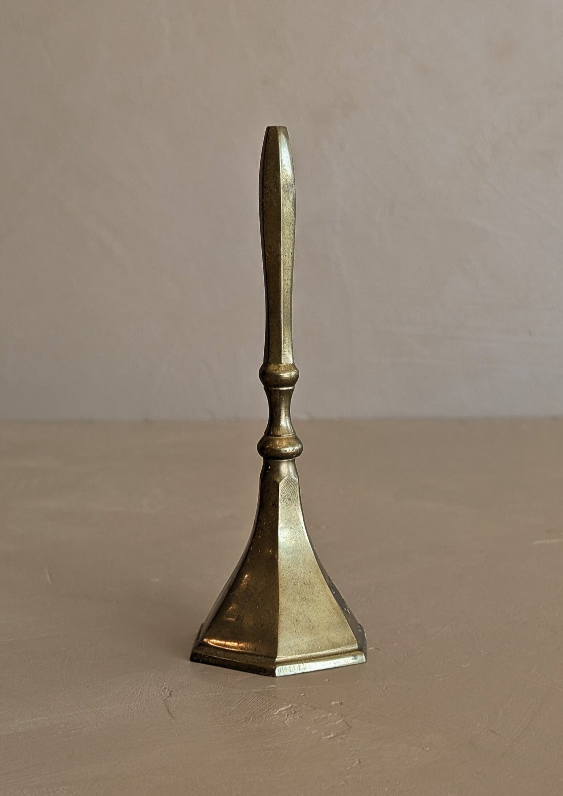 Vintage Brass Bell with Hexagonal Base