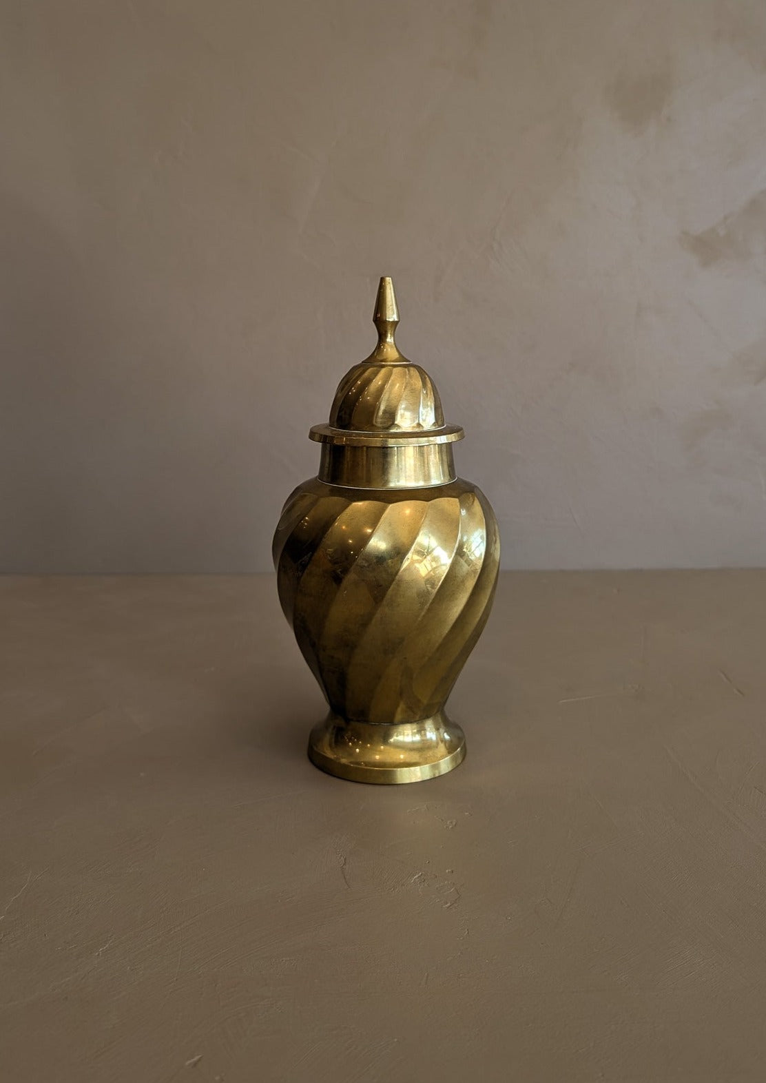 Vintage Swirled Lidded Brass Urn