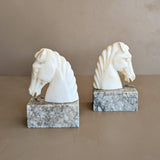 Pair of Vintage Alabaster Horse Bookends