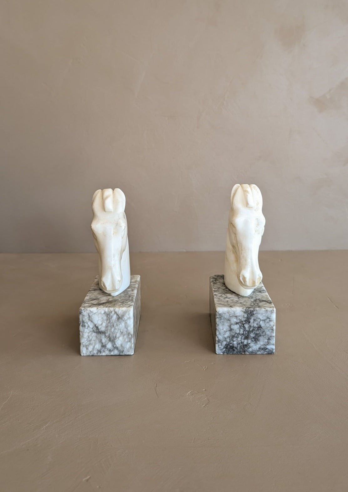 Pair of Vintage Alabaster Horse Bookends