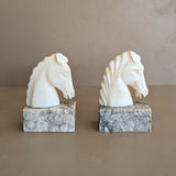 Pair of Vintage Alabaster Horse Bookends