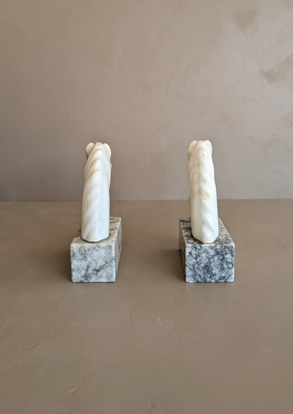 Pair of Vintage Alabaster Horse Bookends