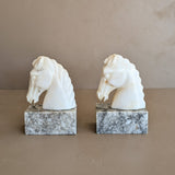 Pair of Vintage Alabaster Horse Bookends