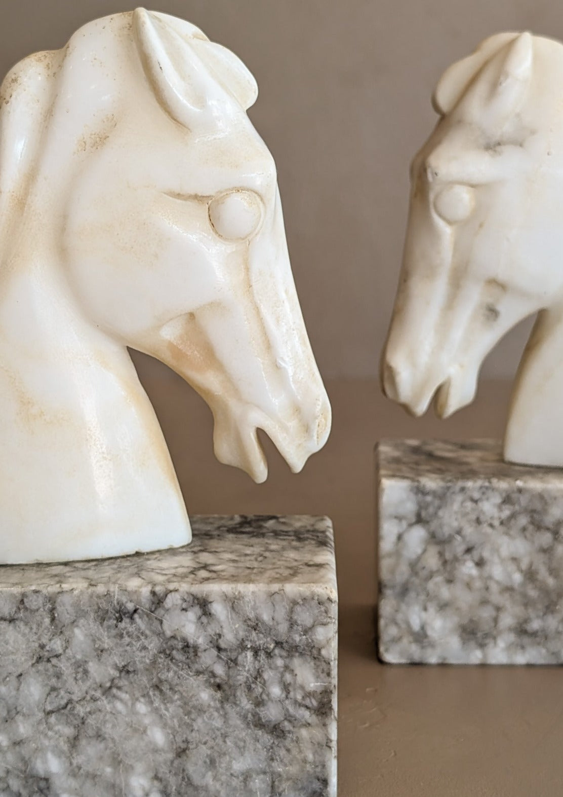 Pair of Vintage Alabaster Horse Bookends