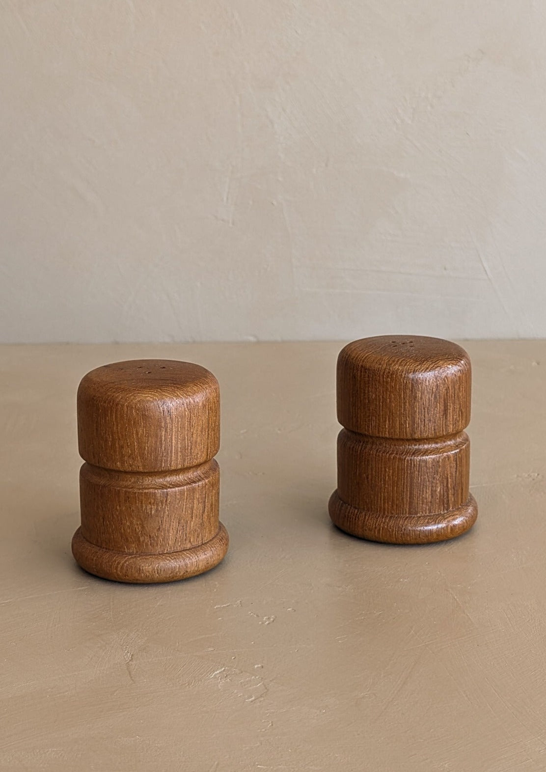 Pair of Vintage Teak Salt and Pepper Shakers