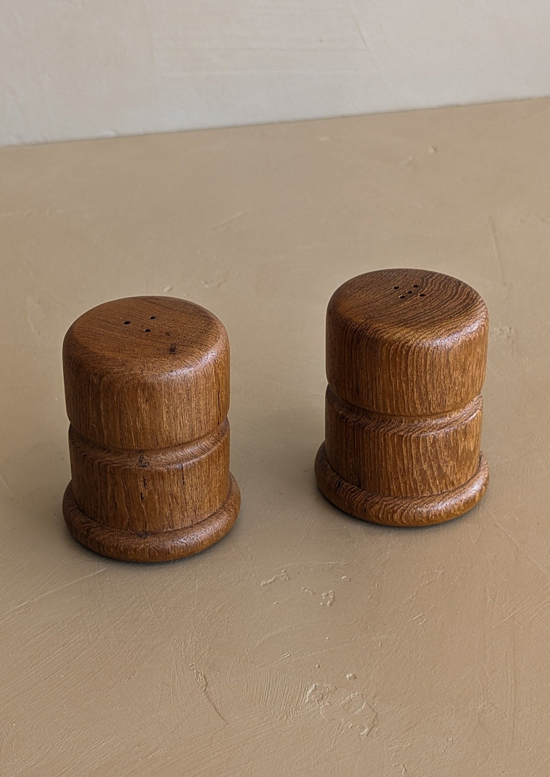 Pair of Vintage Teak Salt and Pepper Shakers