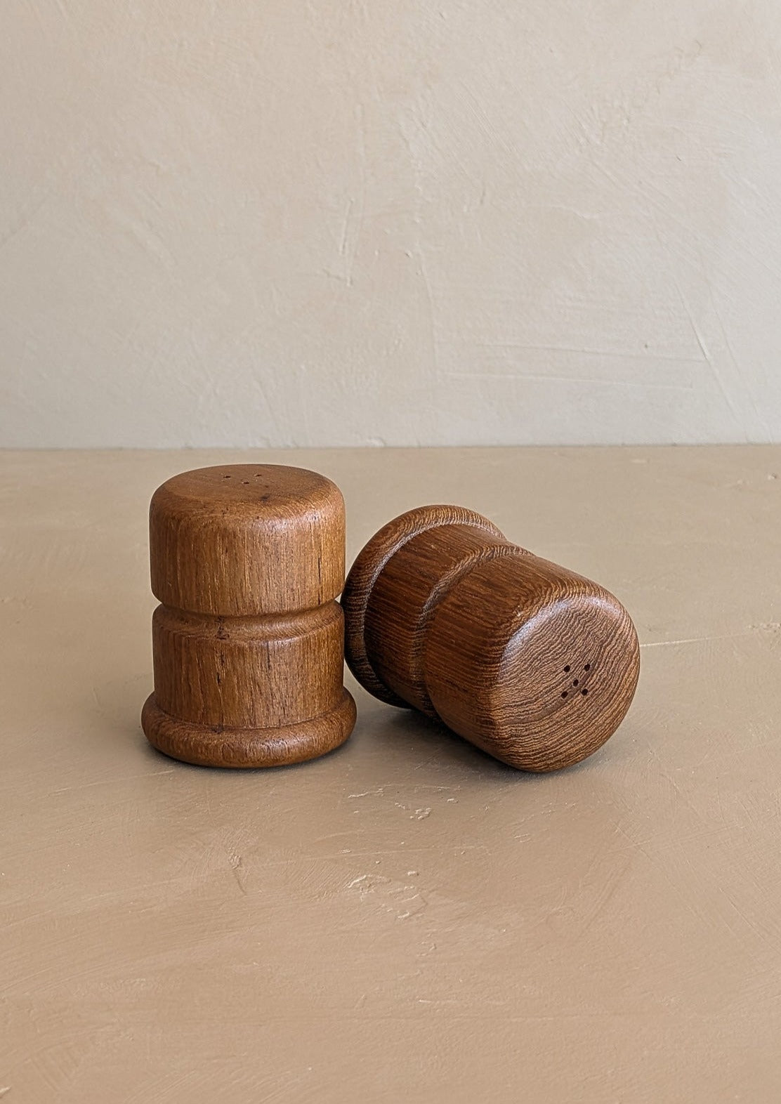 Pair of Vintage Teak Salt and Pepper Shakers