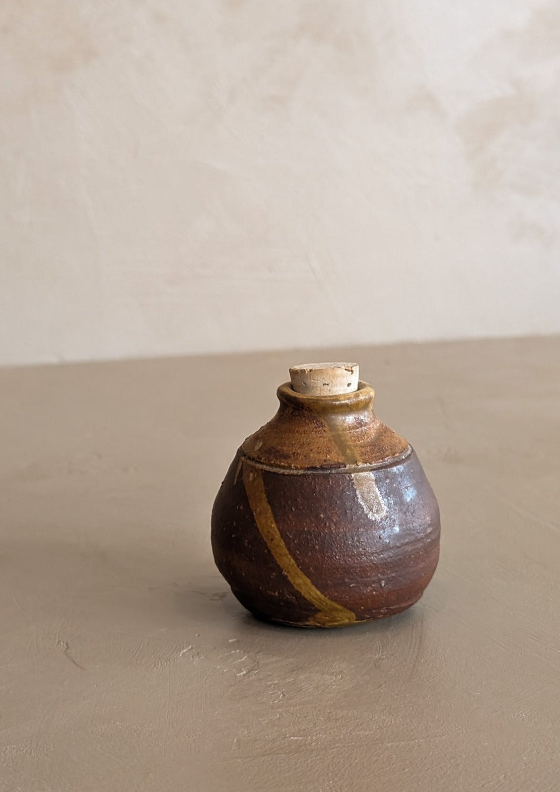 Miniature Studio Pottery Vase with Cork