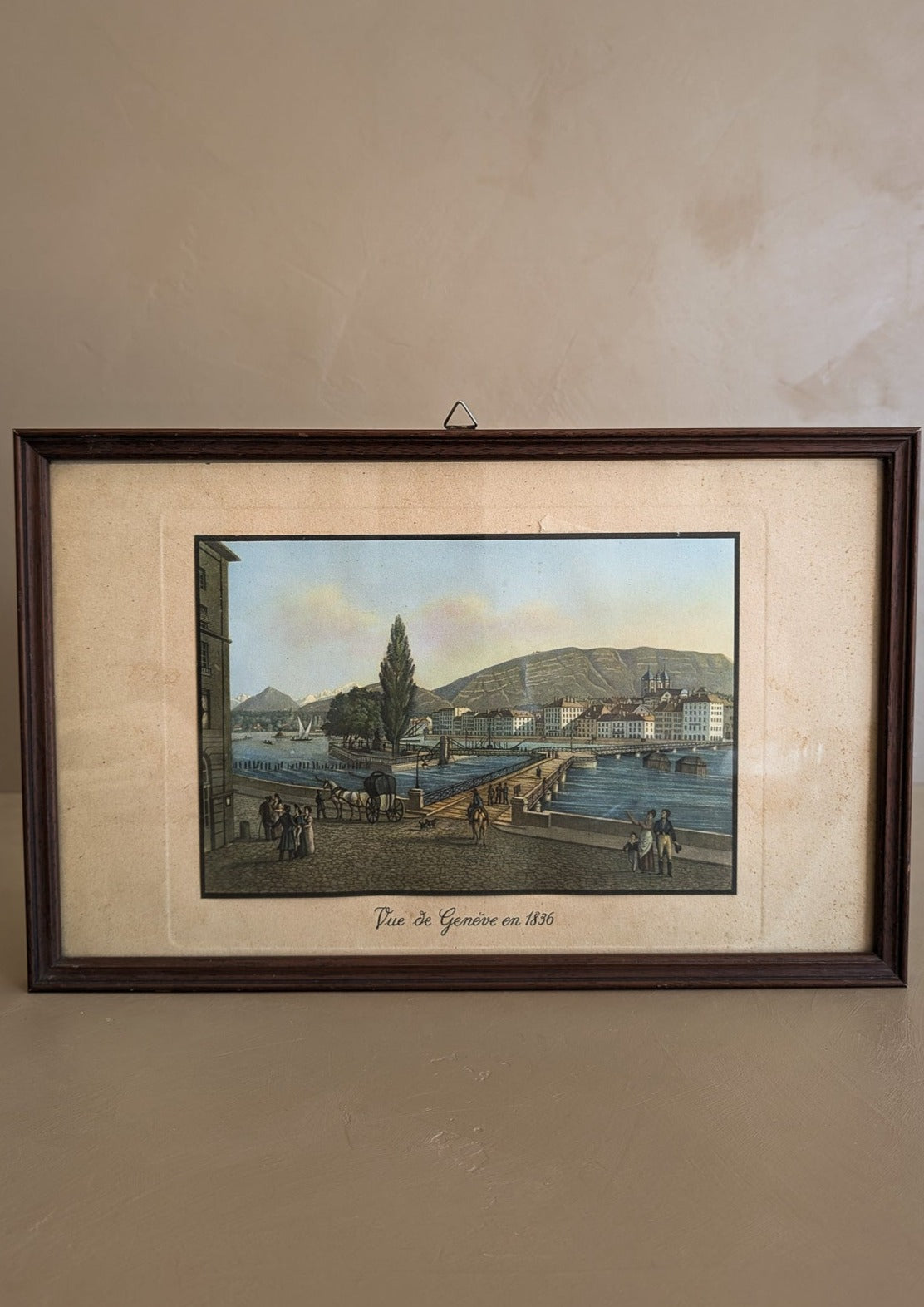 Vintage Framed Print Titled "Vue de Genéve en 1863"