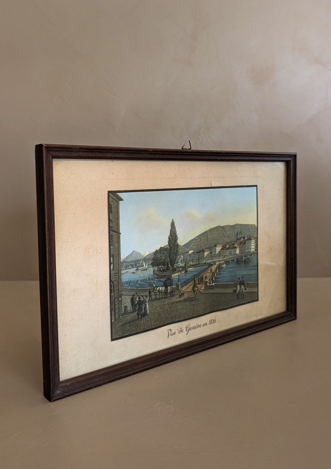 Vintage Framed Print Titled "Vue de Genéve en 1863"