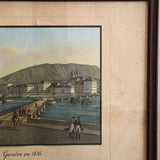 Vintage Framed Print Titled "Vue de Genéve en 1863"