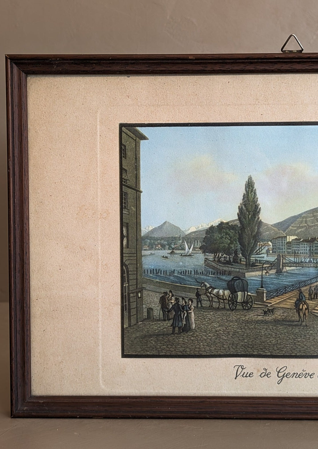 Vintage Framed Print Titled "Vue de Genéve en 1863"