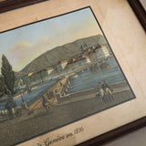 Vintage Framed Print Titled "Vue de Genéve en 1863"