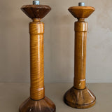 Pair of Vintage Monumental Rare Myrtlewood Candlesticks