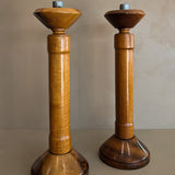 Pair of Vintage Monumental Rare Myrtlewood Candlesticks