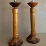 Pair of Vintage Monumental Rare Myrtlewood Candlesticks