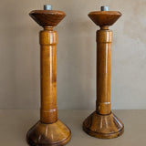 Pair of Vintage Monumental Rare Myrtlewood Candlesticks