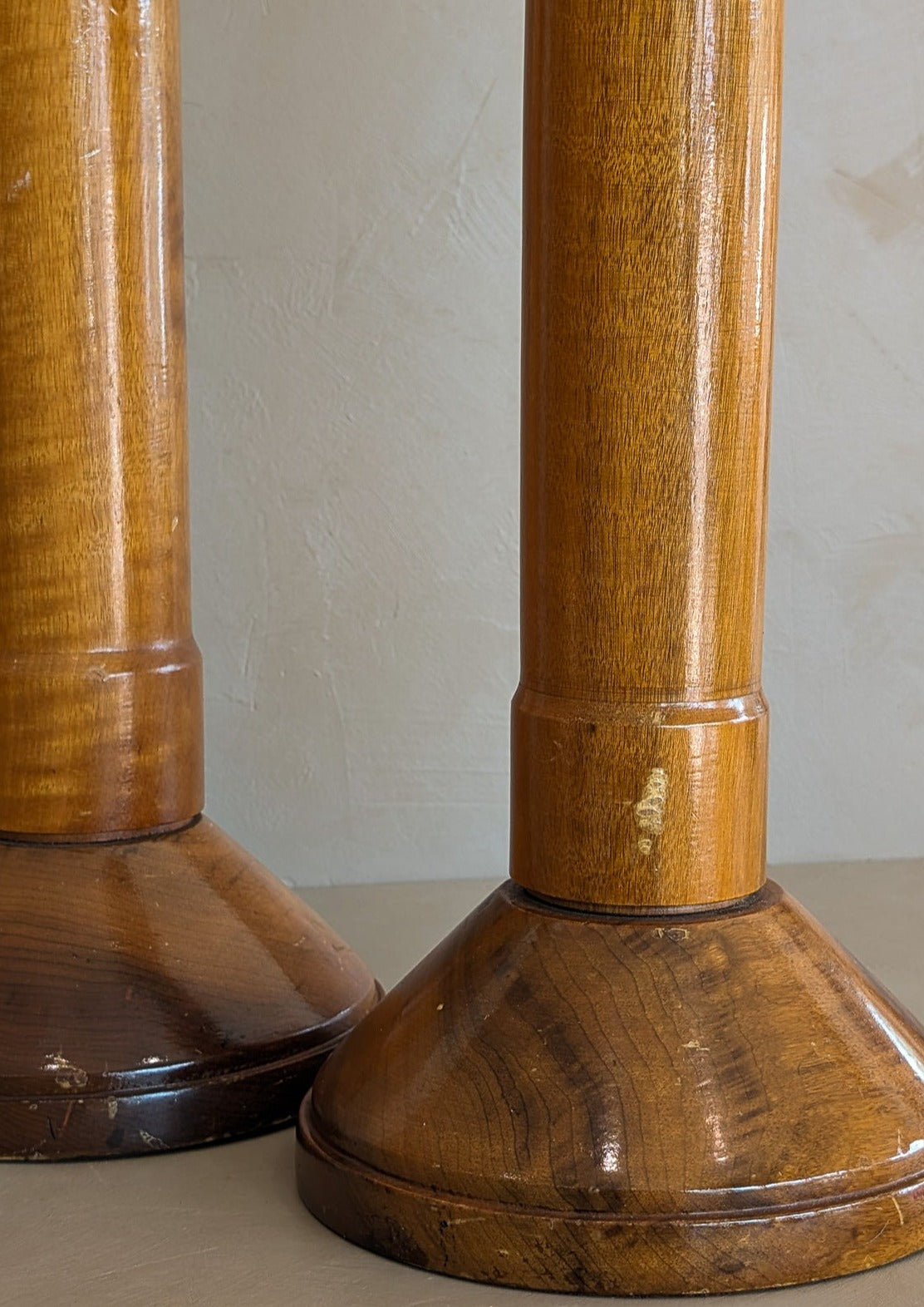 Pair of Vintage Monumental Rare Myrtlewood Candlesticks