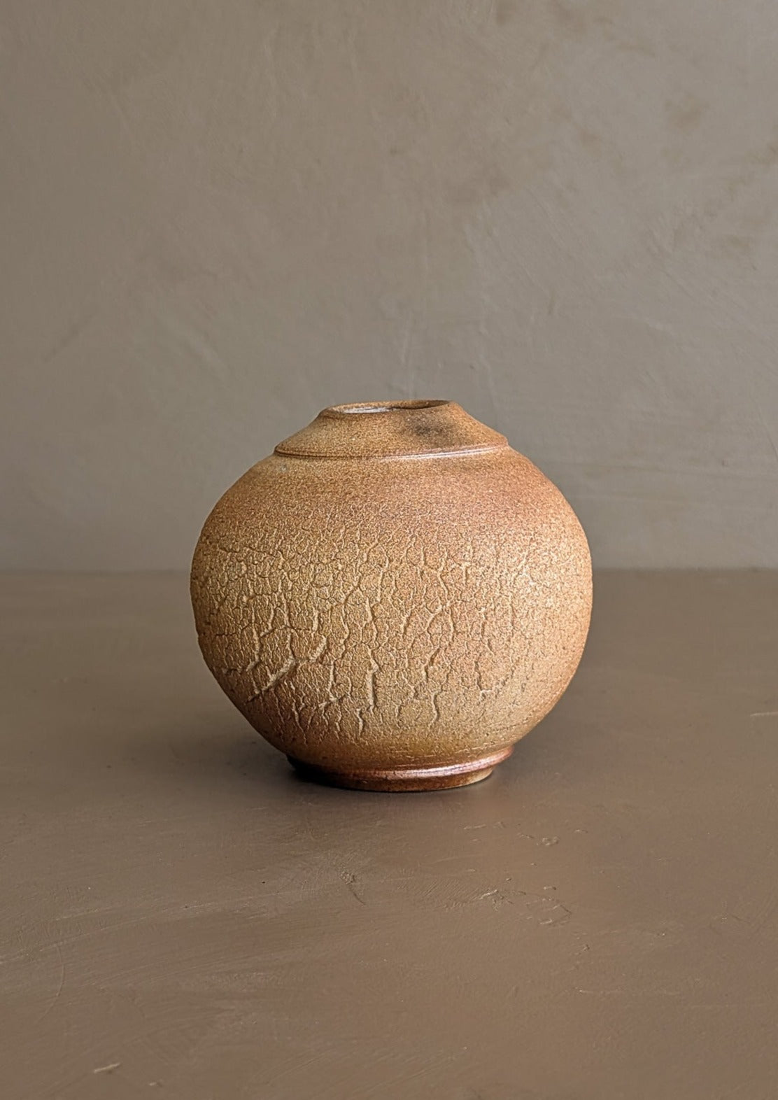 Petite Handmade Textured Bulbous Studio Pottery Vase