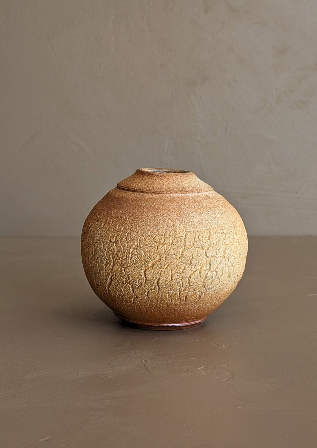 Petite Handmade Textured Bulbous Studio Pottery Vase