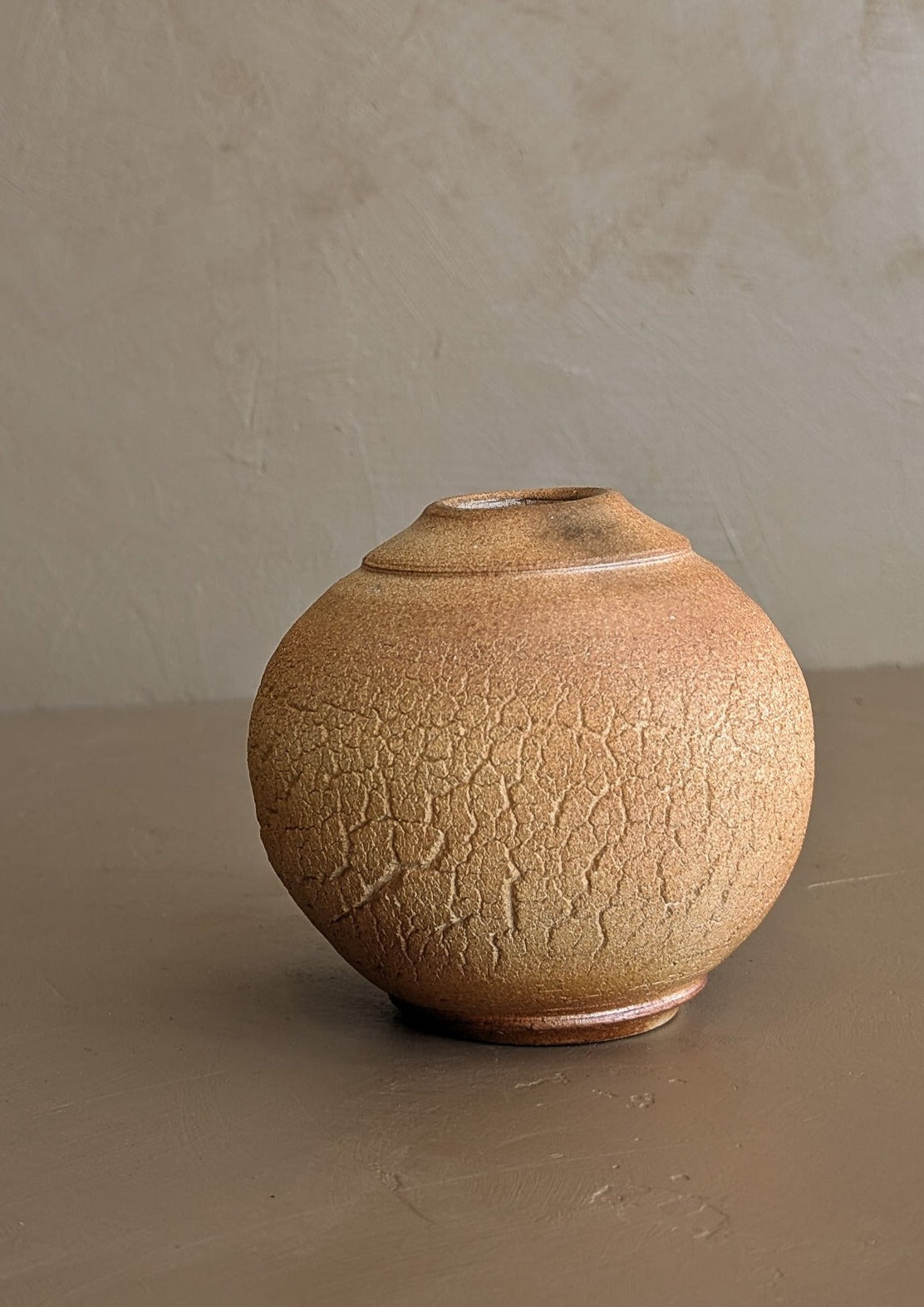 Petite Handmade Textured Bulbous Studio Pottery Vase