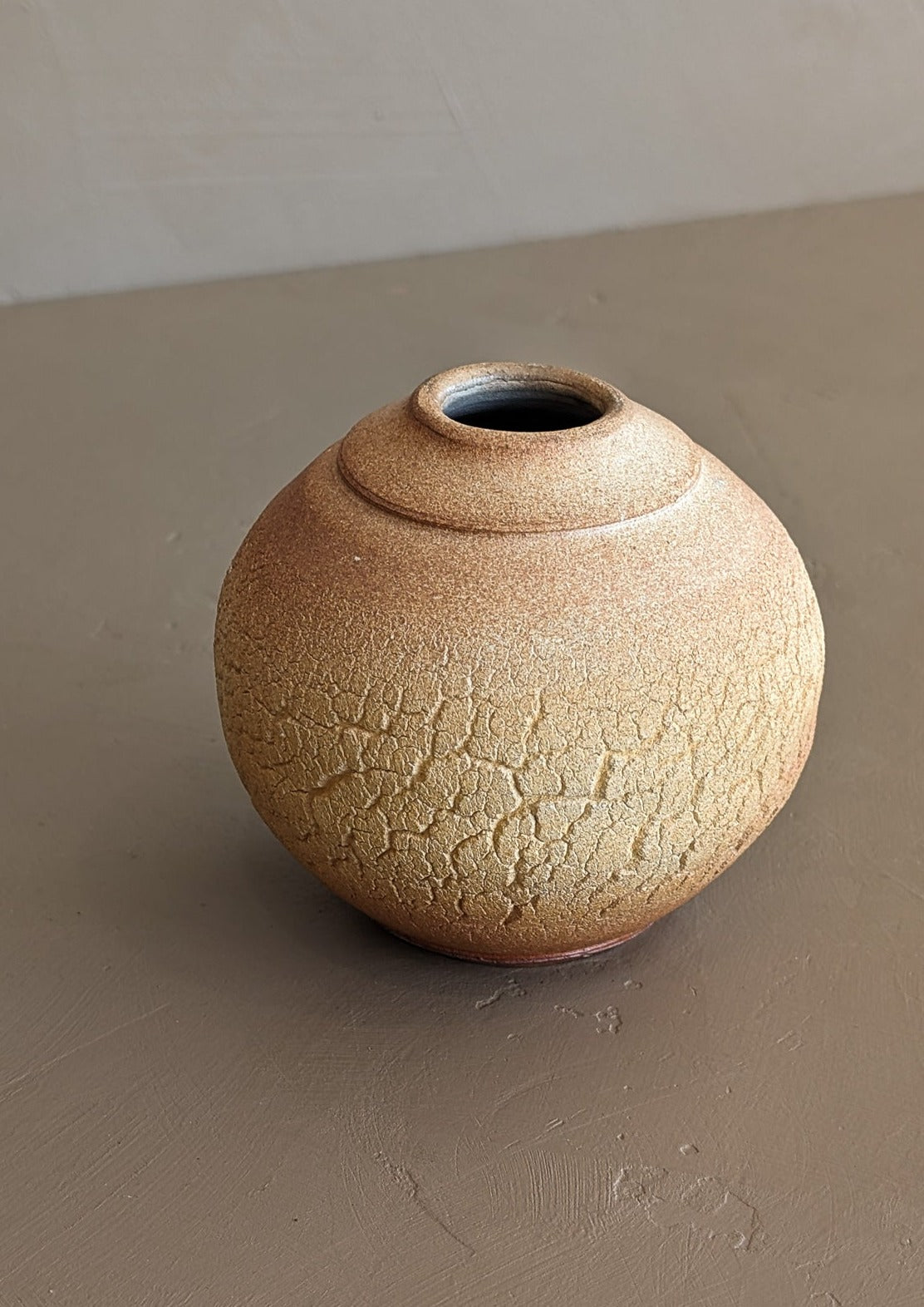 Petite Handmade Textured Bulbous Studio Pottery Vase