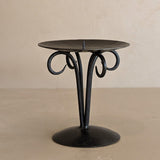 Vintage European Brutalist-Style Black Metal Candleholder