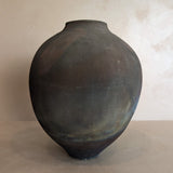 Large Vintage Dark Studio Pottery Raku Vase