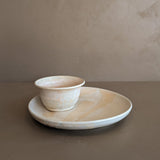 Handmade Blush and Peach Studio Pottery Plate and Bowl Set