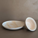 Handmade Blush and Peach Studio Pottery Plate and Bowl Set