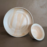 Handmade Blush and Peach Studio Pottery Plate and Bowl Set