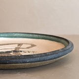 Large Organic-Style Studio Pottery Tray with Abstract Detailing