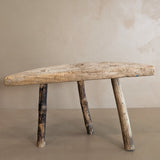 Primitive Light Wooden Three-Legged Milking Stool