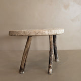 Primitive Light Wooden Three-Legged Milking Stool