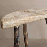 Primitive Light Wooden Three-Legged Milking Stool