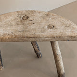 Primitive Light Wooden Three-Legged Milking Stool