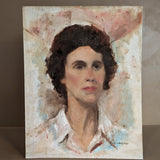 Signed Original Vintage Portrait of a Brown-Haired Woman