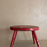 Vintage Skinny Leg Oval Stool with Original Red Paint