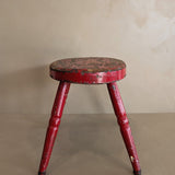 Vintage Skinny Leg Oval Stool with Original Red Paint