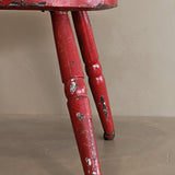 Vintage Skinny Leg Oval Stool with Original Red Paint