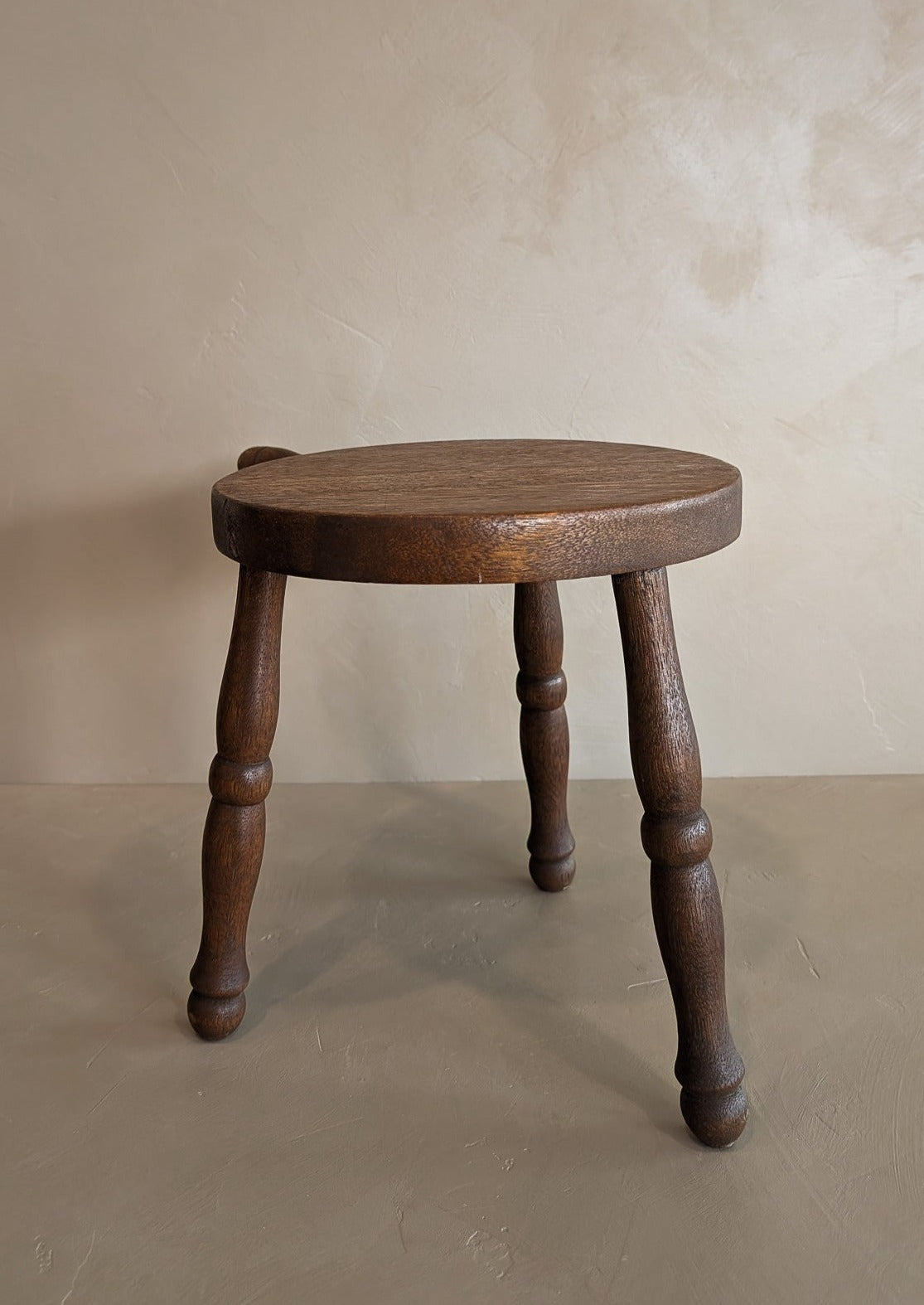 Vintage Wooden Three-Legged Milking Stool