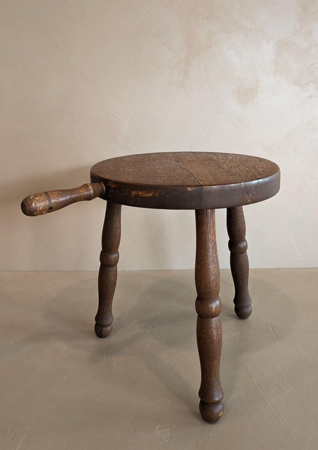 Vintage Wooden Three-Legged Milking Stool