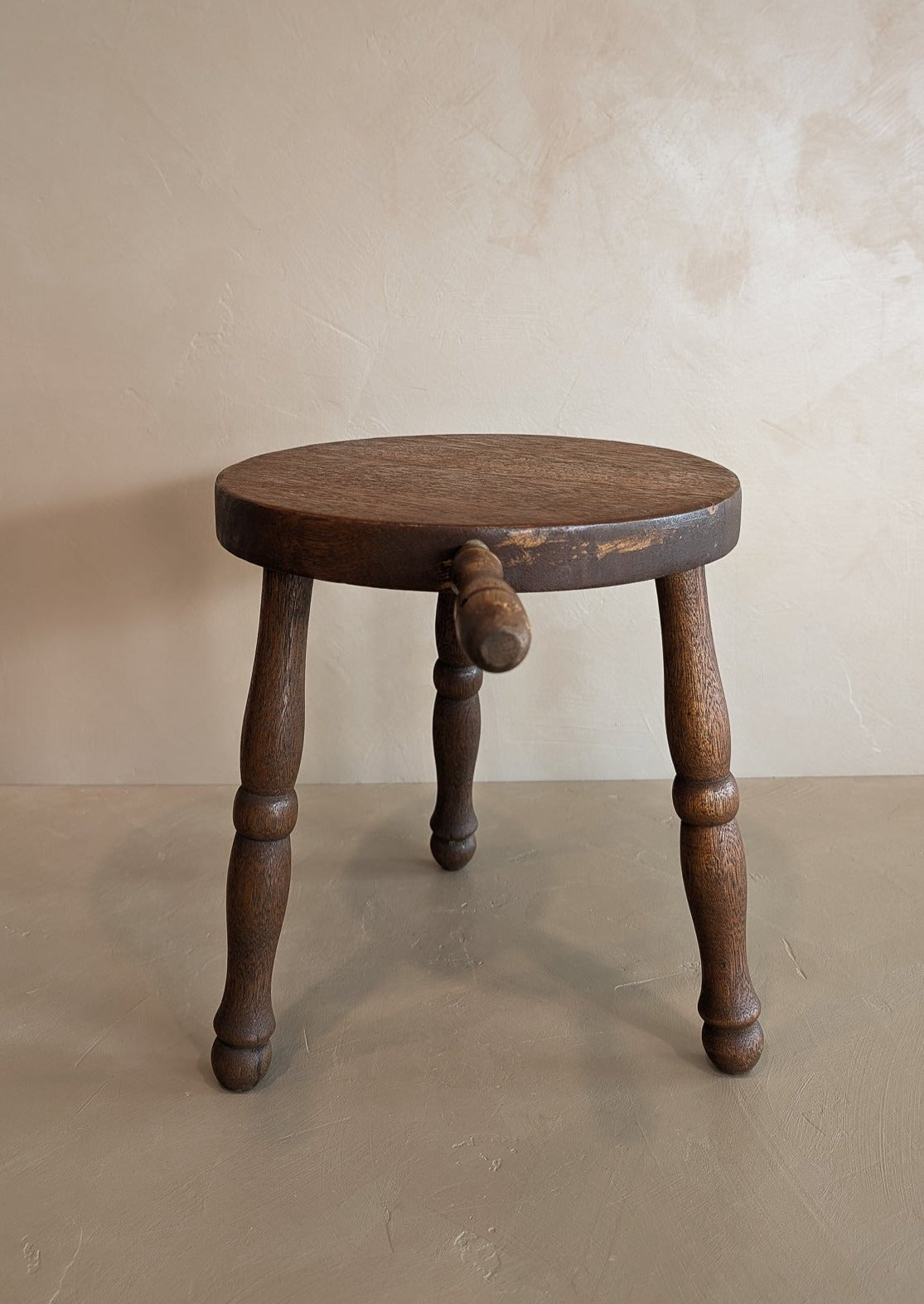 Vintage Wooden Three-Legged Milking Stool