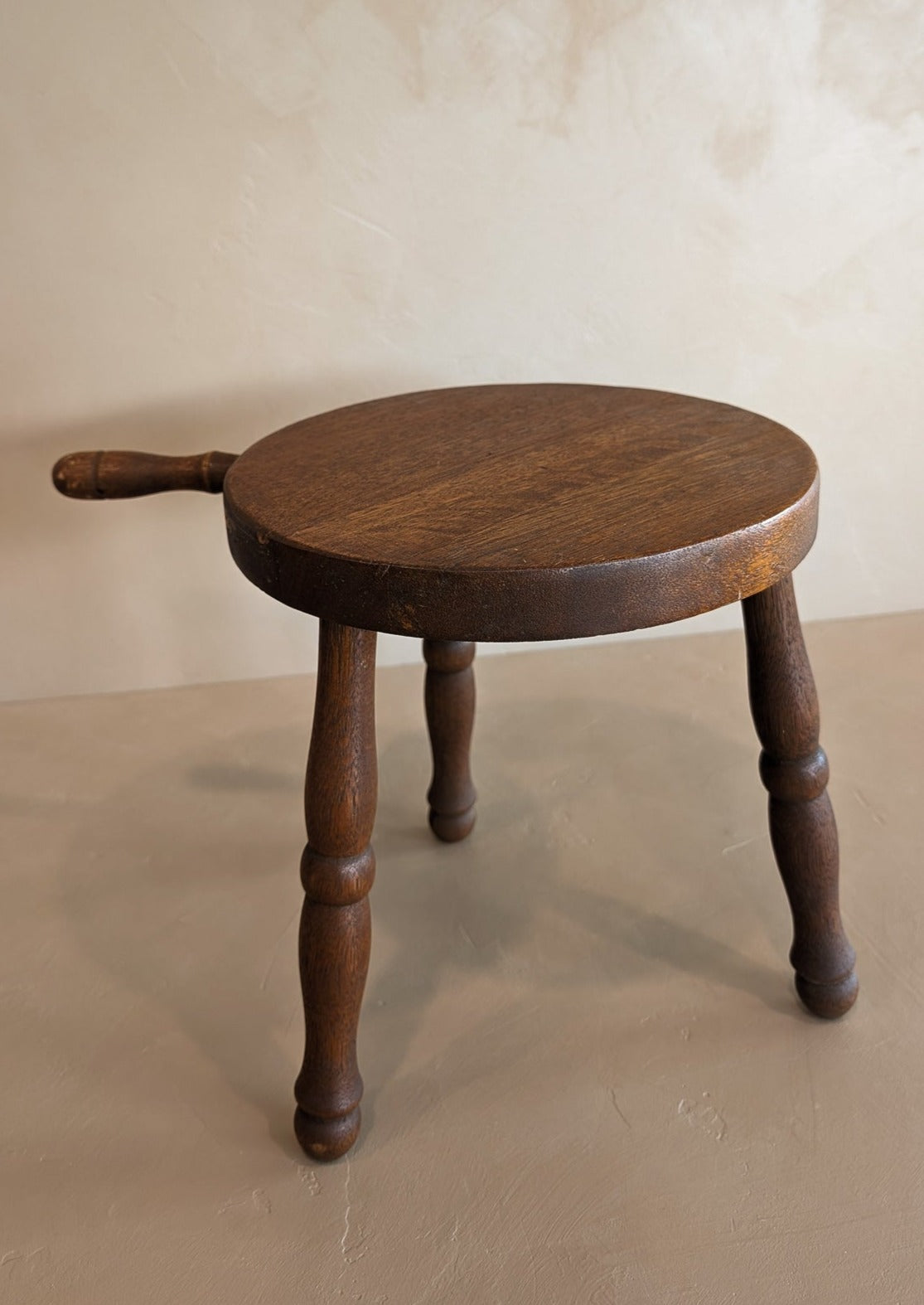 Vintage Wooden Three-Legged Milking Stool