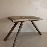 Primitive European Three-Legged Wooden Stool with Slanted Top