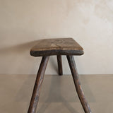 Primitive European Three-Legged Wooden Stool with Slanted Top